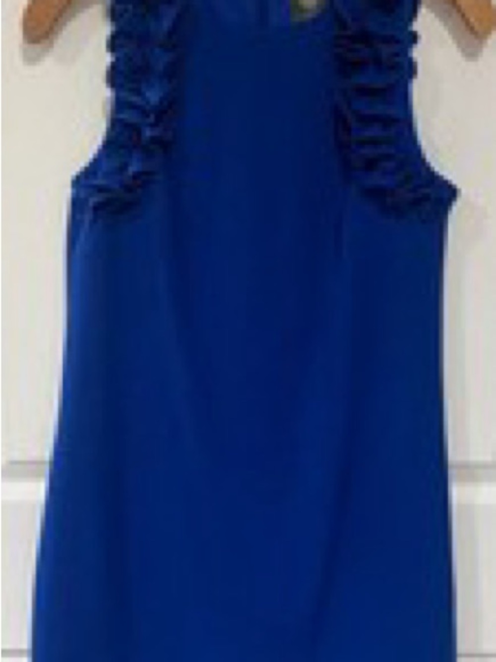 Vince Camuto Royal Blue Ruffle-Shoulder Mini Dress